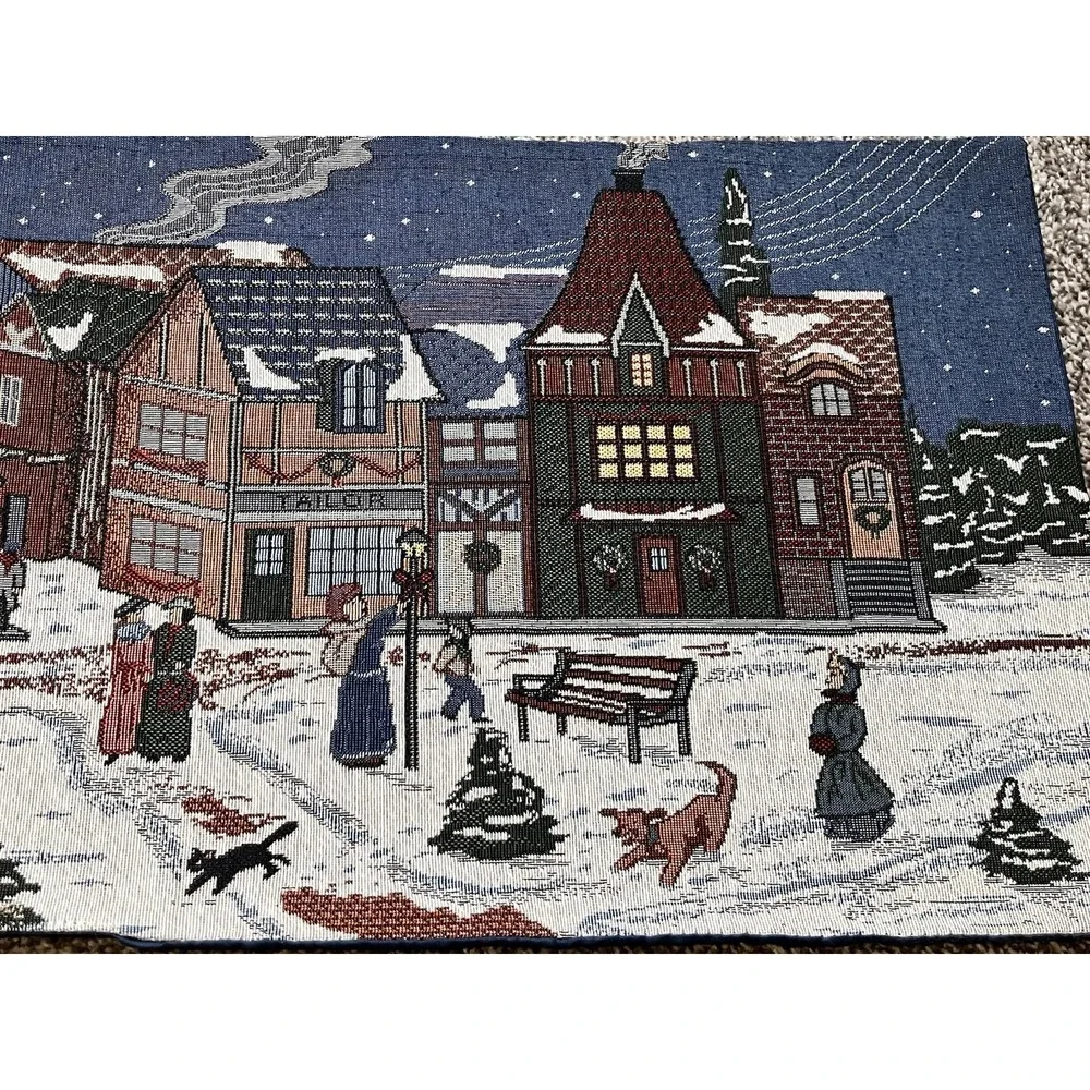 Christmas Scene Table Runner Or Wall Hung Tapestry 36 x 13